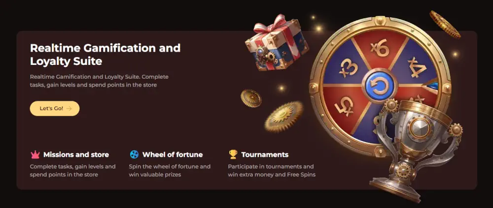 Suite de gamification en temps réel Vinci Spin avec roue de la fortune et récompenses de fidélité